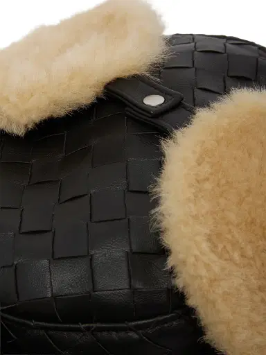 Bottega Veneta Men's Intrecciato Shearling Aviator Hat - Fondant Dune | Thumbnail 5 Bottega Veneta Men's Intrecciato Shearling Aviator Hat - Fondant Dune | Thumbnail 5