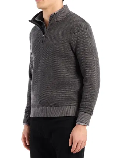 Robert Graham Men's Walton Cotton & Silk Zip Sweater - Charcoal | Thumbnail 4 Robert Graham Men's Walton Cotton & Silk Zip Sweater - Charcoal | Thumbnail 4