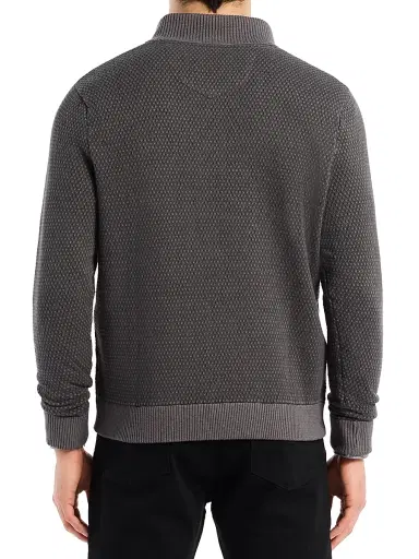 Robert Graham Men's Walton Cotton & Silk Zip Sweater - Charcoal | Thumbnail 5 Robert Graham Men's Walton Cotton & Silk Zip Sweater - Charcoal | Thumbnail 5