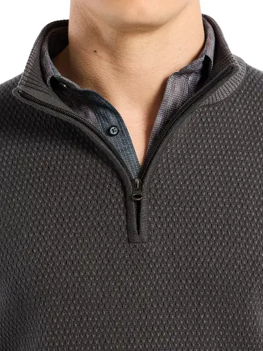 Robert Graham Men's Walton Cotton & Silk Zip Sweater - Charcoal | Thumbnail 6 Robert Graham Men's Walton Cotton & Silk Zip Sweater - Charcoal | Thumbnail 6