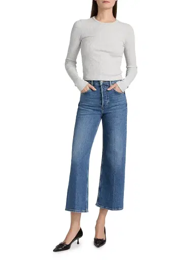RE/DONE Women's Mid 70s High-Rise Wide-Leg Crop Jeans - Mid - Size 29 | Thumbnail 2 RE/DONE Women's Mid 70s High-Rise Wide-Leg Crop Jeans - Mid - Size 29 | Thumbnail 2