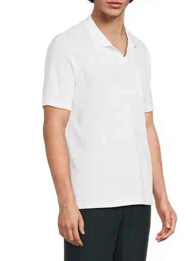 Vince Men's Birdseye Cotton Johnny Collar Shirt - Optic White | Thumbnail 4 Vince Men's Birdseye Cotton Johnny Collar Shirt - Optic White | Thumbnail 4