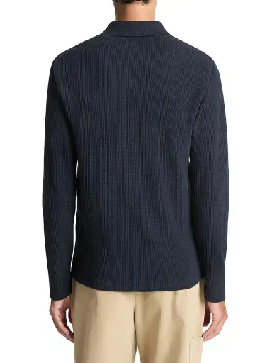 Vince Men's Variegated Textured Long-Sleeve Polo Shirt - Coastal - Size XXL | Thumbnail 3 Vince Men's Variegated Textured Long-Sleeve Polo Shirt - Coastal - Size XXL | Thumbnail 3
