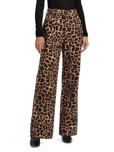 Veronica Beard Women's Taylor Leopard-Print High-Rise Wide-Leg Jeans | Thumbnail 3 Veronica Beard Women's Taylor Leopard-Print High-Rise Wide-Leg Jeans | Thumbnail 3