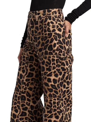 Veronica Beard Women's Taylor Leopard-Print High-Rise Wide-Leg Jeans | Thumbnail 6 Veronica Beard Women's Taylor Leopard-Print High-Rise Wide-Leg Jeans | Thumbnail 6