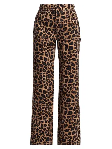 Veronica Beard Women's Taylor Leopard-Print High-Rise Wide-Leg Jeans | Thumbnail 1 Veronica Beard Women's Taylor Leopard-Print High-Rise Wide-Leg Jeans | Thumbnail 1