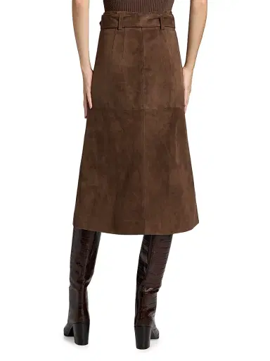 Veronica Beard Women's Alexie Belted Suede A-Line Skirt - Mocha - Size 16 | Thumbnail 5 Veronica Beard Women's Alexie Belted Suede A-Line Skirt - Mocha - Size 16 | Thumbnail 5