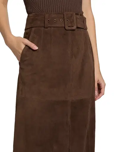 Veronica Beard Women's Alexie Belted Suede A-Line Skirt - Mocha - Size 16 | Thumbnail 6 Veronica Beard Women's Alexie Belted Suede A-Line Skirt - Mocha - Size 16 | Thumbnail 6