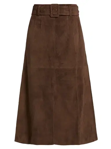Veronica Beard Women's Alexie Belted Suede A-Line Skirt - Mocha - Size 16 | Thumbnail 1 Veronica Beard Women's Alexie Belted Suede A-Line Skirt - Mocha - Size 16 | Thumbnail 1