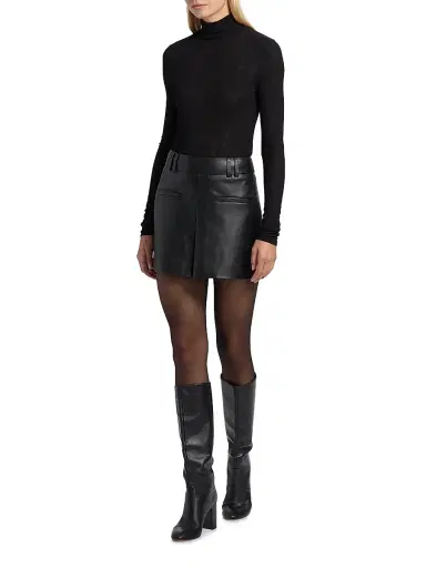 Veronica Beard Women's Pavaline Faux-Leather Miniskirt - Black | Thumbnail 2 Veronica Beard Women's Pavaline Faux-Leather Miniskirt - Black | Thumbnail 2