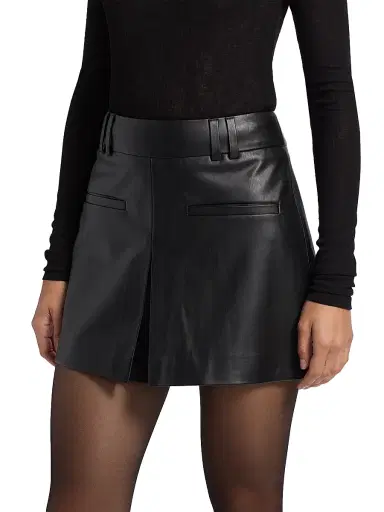 Veronica Beard Women's Pavaline Faux-Leather Miniskirt - Black | Thumbnail 4 Veronica Beard Women's Pavaline Faux-Leather Miniskirt - Black | Thumbnail 4