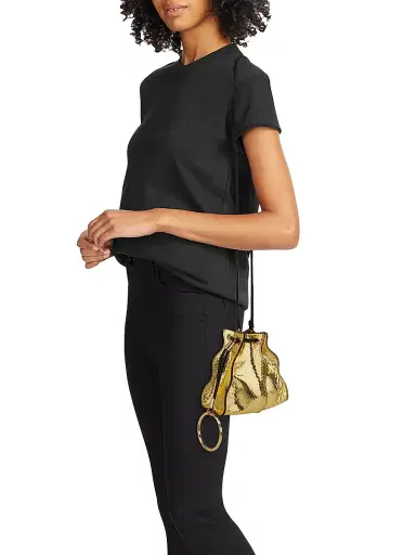 Ulla Johnson Women's Adria Pleated Wave Drawstring Pochette Bag - Gilt | Thumbnail 2 Ulla Johnson Women's Adria Pleated Wave Drawstring Pochette Bag - Gilt | Thumbnail 2