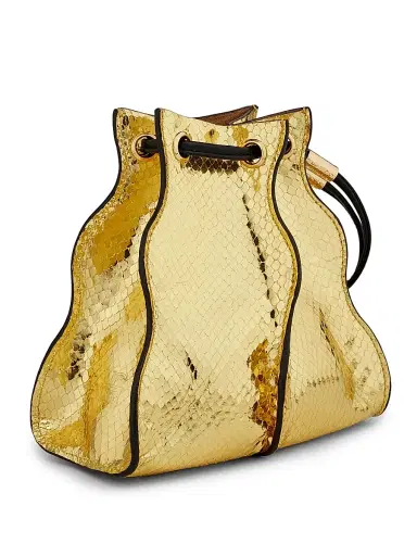 Ulla Johnson Women's Adria Pleated Wave Drawstring Pochette Bag - Gilt | Thumbnail 4 Ulla Johnson Women's Adria Pleated Wave Drawstring Pochette Bag - Gilt | Thumbnail 4