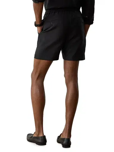 Ralph Lauren Purple Label Men's Hand-Tailored Silk-Linen Shorts - Black | Thumbnail 4 Ralph Lauren Purple Label Men's Hand-Tailored Silk-Linen Shorts - Black | Thumbnail 4