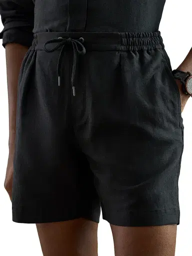Ralph Lauren Purple Label Men's Hand-Tailored Silk-Linen Shorts - Black | Thumbnail 5 Ralph Lauren Purple Label Men's Hand-Tailored Silk-Linen Shorts - Black | Thumbnail 5