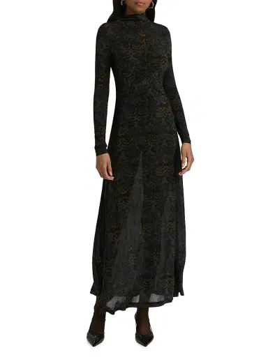 Ulla Johnson Women's Koa Jersey Ruched-Front Turtleneck Dress | Thumbnail 3 Ulla Johnson Women's Koa Jersey Ruched-Front Turtleneck Dress | Thumbnail 3