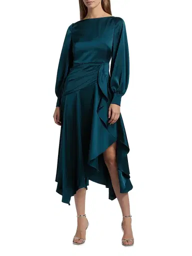 Theia Women's Florence Asymmetric Handkerchief Midi-Dress - Poseidon | Thumbnail 2 Theia Women's Florence Asymmetric Handkerchief Midi-Dress - Poseidon | Thumbnail 2