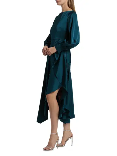Theia Women's Florence Asymmetric Handkerchief Midi-Dress - Poseidon | Thumbnail 4 Theia Women's Florence Asymmetric Handkerchief Midi-Dress - Poseidon | Thumbnail 4