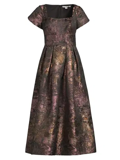 Kay Unger Women's Charlotte Metallic Tea-Length Dress - Carbon Multi | Thumbnail 1 Kay Unger Women's Charlotte Metallic Tea-Length Dress - Carbon Multi | Thumbnail 1