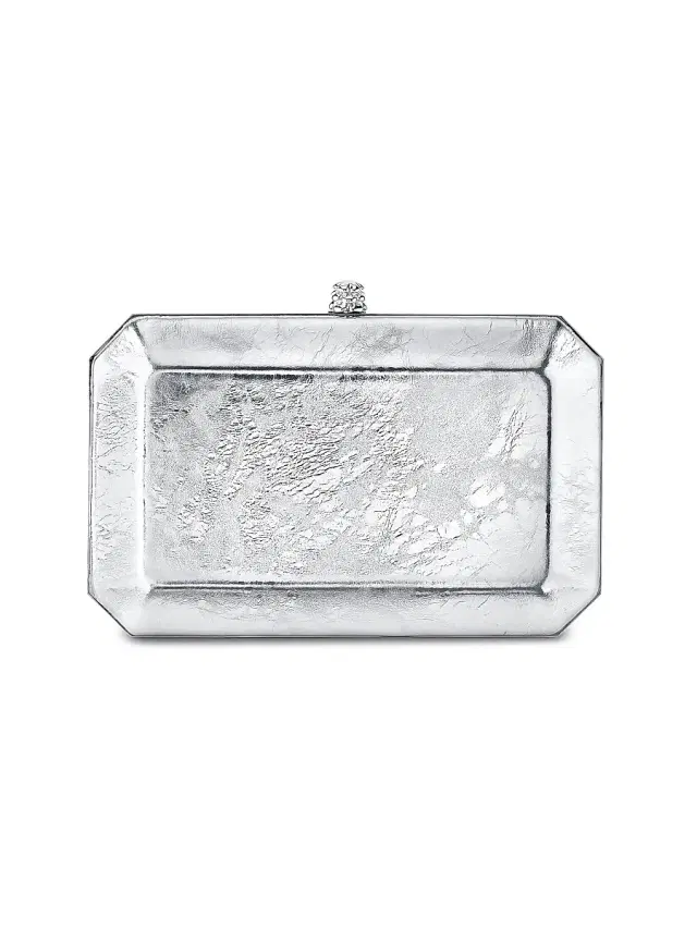 Tyler Ellis Women's Perry Clutch Antiqued Leather with Silver Hardware - Chrome