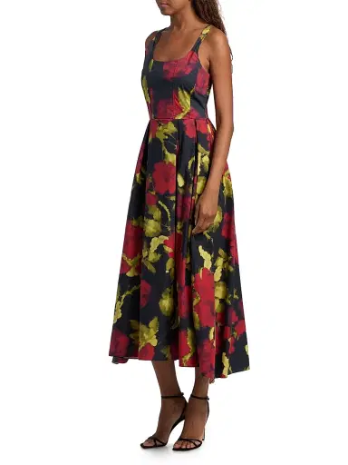 AZEEZA Women's Aishani Floral Poplin Midi-Dress - Red Rose - Size Medium | Thumbnail 4 AZEEZA Women's Aishani Floral Poplin Midi-Dress - Red Rose - Size Medium | Thumbnail 4