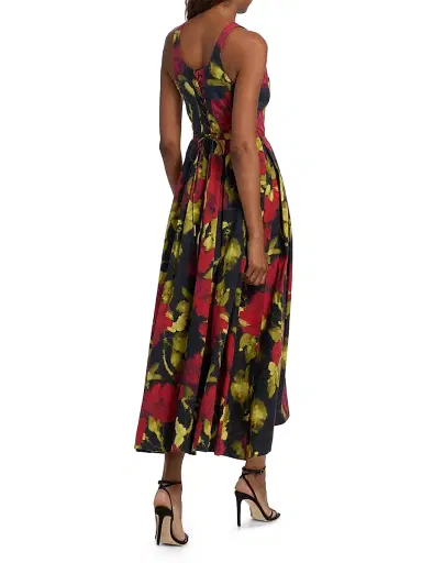 AZEEZA Women's Aishani Floral Poplin Midi-Dress - Red Rose - Size Medium | Thumbnail 5 AZEEZA Women's Aishani Floral Poplin Midi-Dress - Red Rose - Size Medium | Thumbnail 5