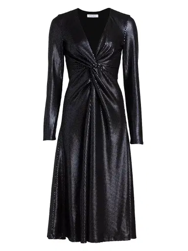 PRABAL GURUNG Women's Embellished Twist-Front Midi-Dress - Black - Size XS | Thumbnail 1 PRABAL GURUNG Women's Embellished Twist-Front Midi-Dress - Black - Size XS | Thumbnail 1