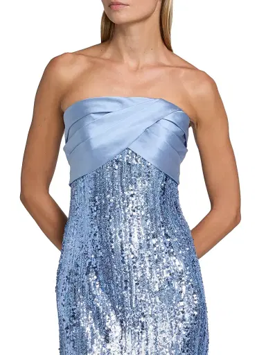 PAMELLA ROLAND Women's Sequined Satin Mix Media Gown | Thumbnail 6 PAMELLA ROLAND Women's Sequined Satin Mix Media Gown | Thumbnail 6