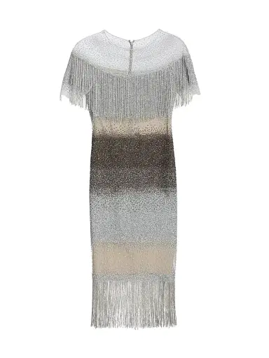 PAMELLA ROLAND Women's Signature Sequined Fringe Cocktail Dress - Silver - Size 12 | Thumbnail 1 PAMELLA ROLAND Women's Signature Sequined Fringe Cocktail Dress - Silver - Size 12 | Thumbnail 1