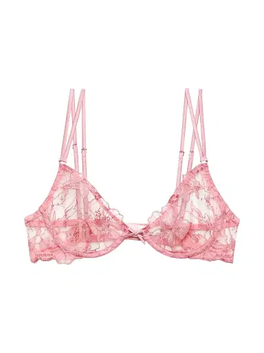 Fleur du Mal Women's Harper Embroidered Lace Underwire Demi Bra - Pink Cadillac - Size 32DD | Thumbnail 1 Fleur du Mal Women's Harper Embroidered Lace Underwire Demi Bra - Pink Cadillac - Size 32DD | Thumbnail 1