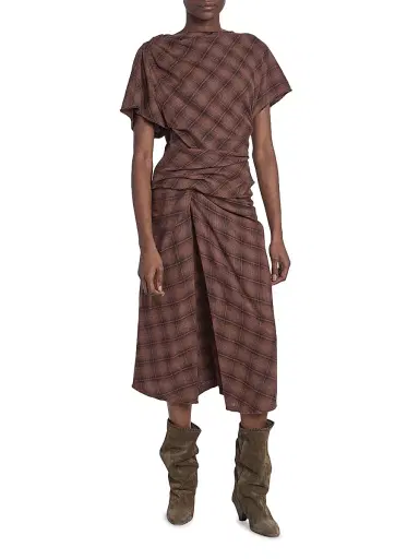 Isabel Marant Étoile Women's Neyela Checked Cotton Top - Dark Bronze | Thumbnail 2 Isabel Marant Étoile Women's Neyela Checked Cotton Top - Dark Bronze | Thumbnail 2
