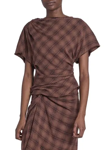 Isabel Marant Étoile Women's Neyela Checked Cotton Top - Dark Bronze | Thumbnail 3 Isabel Marant Étoile Women's Neyela Checked Cotton Top - Dark Bronze | Thumbnail 3