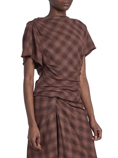 Isabel Marant Étoile Women's Neyela Checked Cotton Top - Dark Bronze | Thumbnail 4 Isabel Marant Étoile Women's Neyela Checked Cotton Top - Dark Bronze | Thumbnail 4