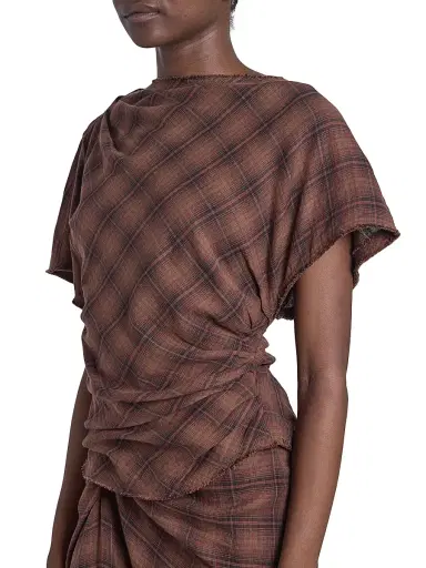 Isabel Marant Étoile Women's Neyela Checked Cotton Top - Dark Bronze | Thumbnail 6 Isabel Marant Étoile Women's Neyela Checked Cotton Top - Dark Bronze | Thumbnail 6