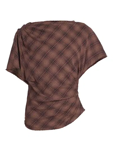 Isabel Marant Étoile Women's Neyela Checked Cotton Top - Dark Bronze | Thumbnail 1 Isabel Marant Étoile Women's Neyela Checked Cotton Top - Dark Bronze | Thumbnail 1