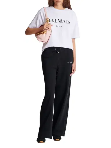Balmain Women's Bulky Logo Graphic T-Shirt - White Black | Thumbnail 2 Balmain Women's Bulky Logo Graphic T-Shirt - White Black | Thumbnail 2