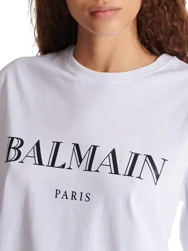Balmain Women's Bulky Logo Graphic T-Shirt - White Black | Thumbnail 7 Balmain Women's Bulky Logo Graphic T-Shirt - White Black | Thumbnail 7