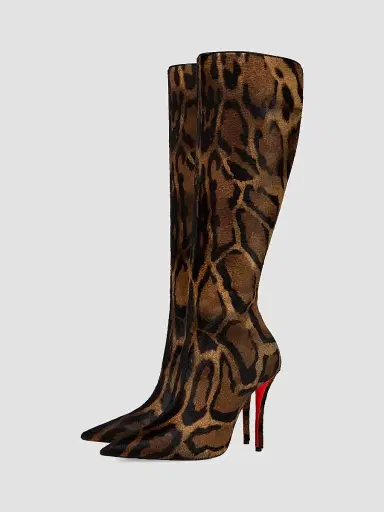 Christian Louboutin Women's Miss Z Botta 100MM Leather Knee High Boots - Brown | Thumbnail 2 Christian Louboutin Women's Miss Z Botta 100MM Leather Knee High Boots - Brown | Thumbnail 2