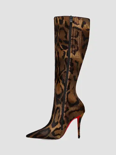 Christian Louboutin Women's Miss Z Botta 100MM Leather Knee High Boots - Brown | Thumbnail 4 Christian Louboutin Women's Miss Z Botta 100MM Leather Knee High Boots - Brown | Thumbnail 4