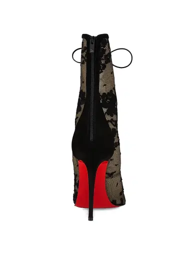 Christian Louboutin Women's Km 100MM Lace and Leather Boots - Black | Thumbnail 3 Christian Louboutin Women's Km 100MM Lace and Leather Boots - Black | Thumbnail 3
