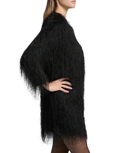 Loulou de Saison Women's Tina Eyelash Fringe Minidress - Black | Thumbnail 4 Loulou de Saison Women's Tina Eyelash Fringe Minidress - Black | Thumbnail 4
