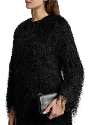 Loulou de Saison Women's Tina Eyelash Fringe Minidress - Black | Thumbnail 6 Loulou de Saison Women's Tina Eyelash Fringe Minidress - Black | Thumbnail 6