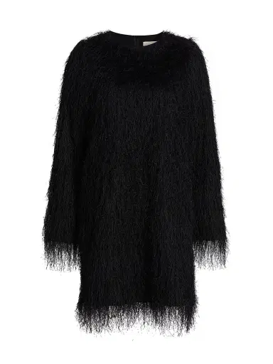 Loulou de Saison Women's Tina Eyelash Fringe Minidress - Black | Thumbnail 1 Loulou de Saison Women's Tina Eyelash Fringe Minidress - Black | Thumbnail 1