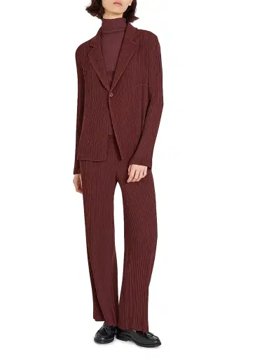 Issey Miyake Women's Hatching Pleated Pants - Dark Brown | Thumbnail 2 Issey Miyake Women's Hatching Pleated Pants - Dark Brown | Thumbnail 2