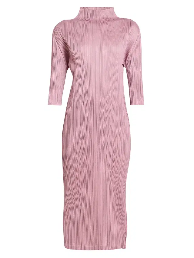 Women's Monthly Colors: September Pleated Midi-Dress - Rose Pink Women's Monthly Colors: September Pleated Midi-Dress - Rose Pink