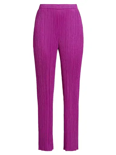 Pleats Please Issey Miyake Women's Monthly Colors: September Pleated Straight-Leg Pants - Magenta | Thumbnail 1 Pleats Please Issey Miyake Women's Monthly Colors: September Pleated Straight-Leg Pants - Magenta | Thumbnail 1