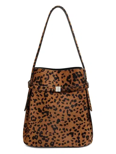 TOTEME Women's Belted Leopard Calf-Hair Bucket Bag - Leopard | Thumbnail 1 TOTEME Women's Belted Leopard Calf-Hair Bucket Bag - Leopard | Thumbnail 1