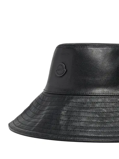 Moncler Genius Women's Moncler x EE72 by Edward Enninful Hat in Leather - Black | Thumbnail 2 Moncler Genius Women's Moncler x EE72 by Edward Enninful Hat in Leather - Black | Thumbnail 2