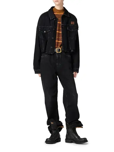 Miu Miu Women's Denim Jacket - Black | Thumbnail 2 Miu Miu Women's Denim Jacket - Black | Thumbnail 2