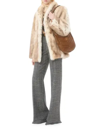 Valentino Garavani Women's Hoboho Hobo Bag in Chevron-Patterned Nappa Leather - Tundra | Thumbnail 2 Valentino Garavani Women's Hoboho Hobo Bag in Chevron-Patterned Nappa Leather - Tundra | Thumbnail 2